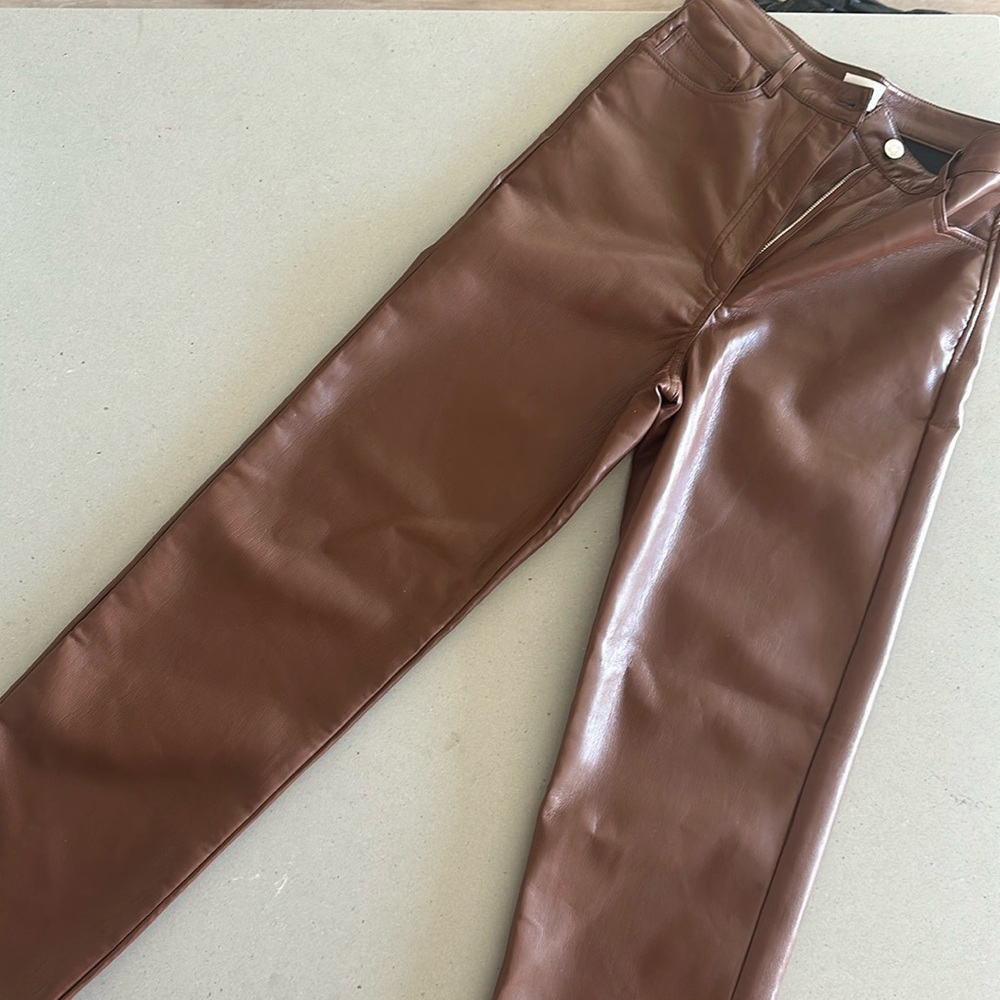 WILFRED COGNAC LEATHER PANTS